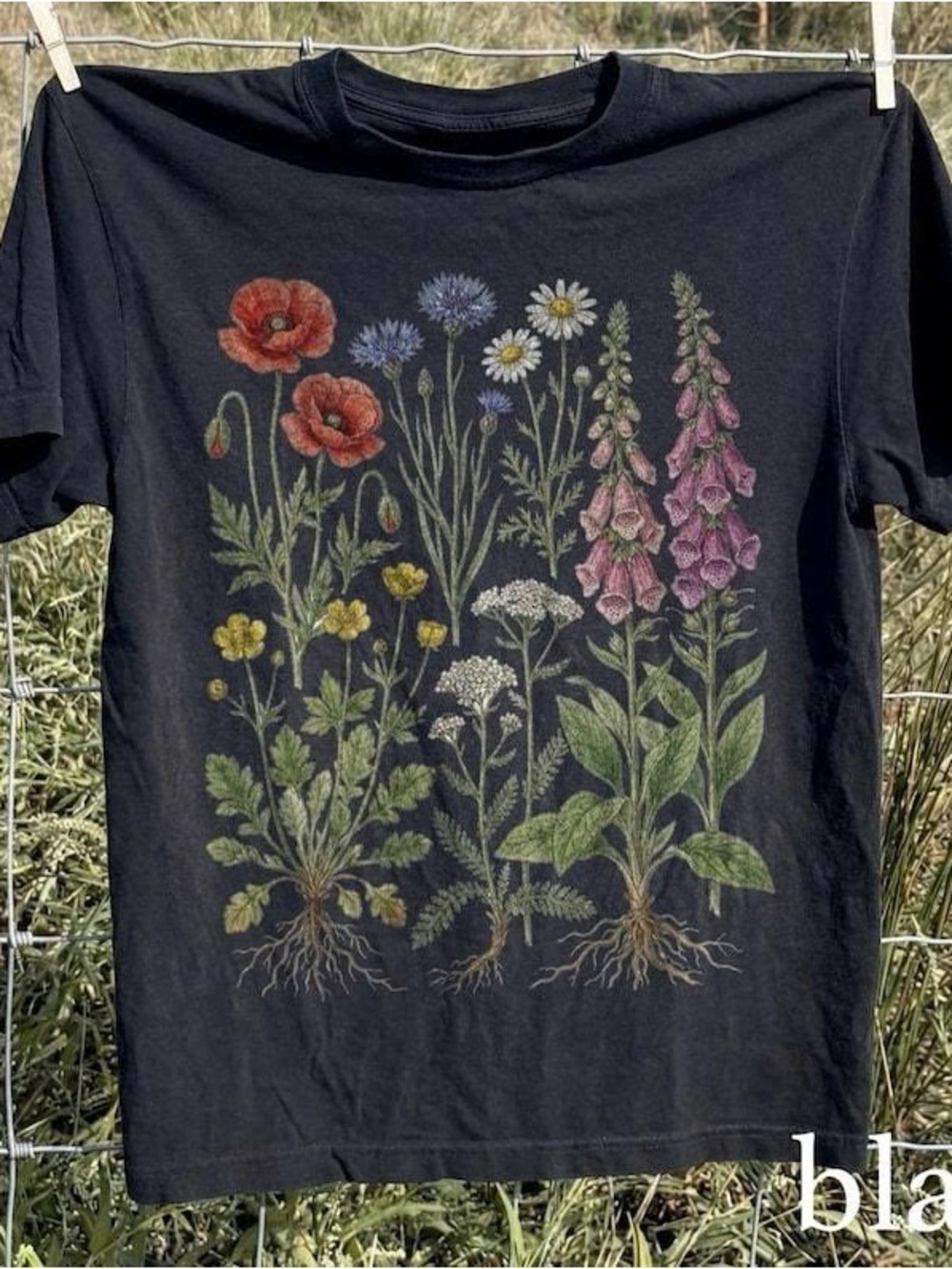 Black & White Floral Botanical Graphic Tee